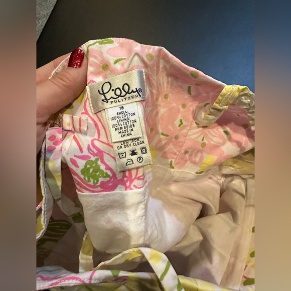 LILLY PULITZER Girls Size 16 Pink Green Floral Sundress - Picture 6 of 12